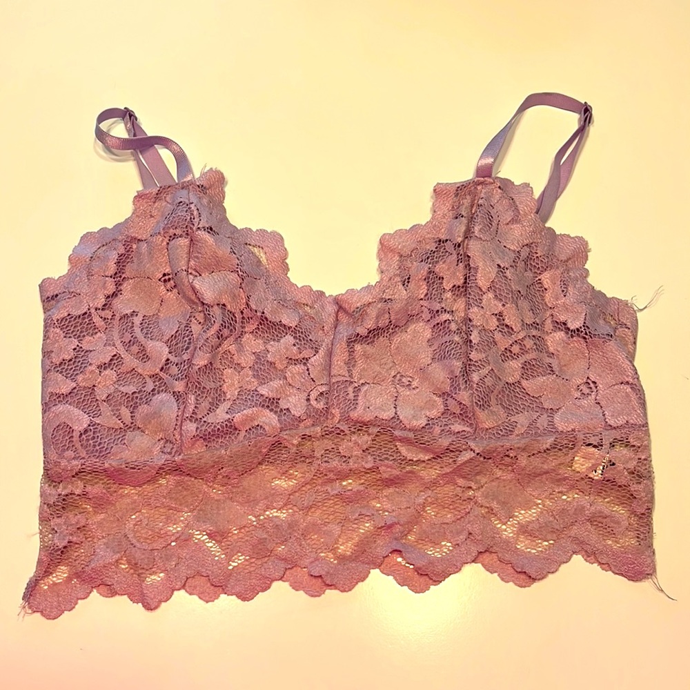 Cute purple crop top or bralette. Lace